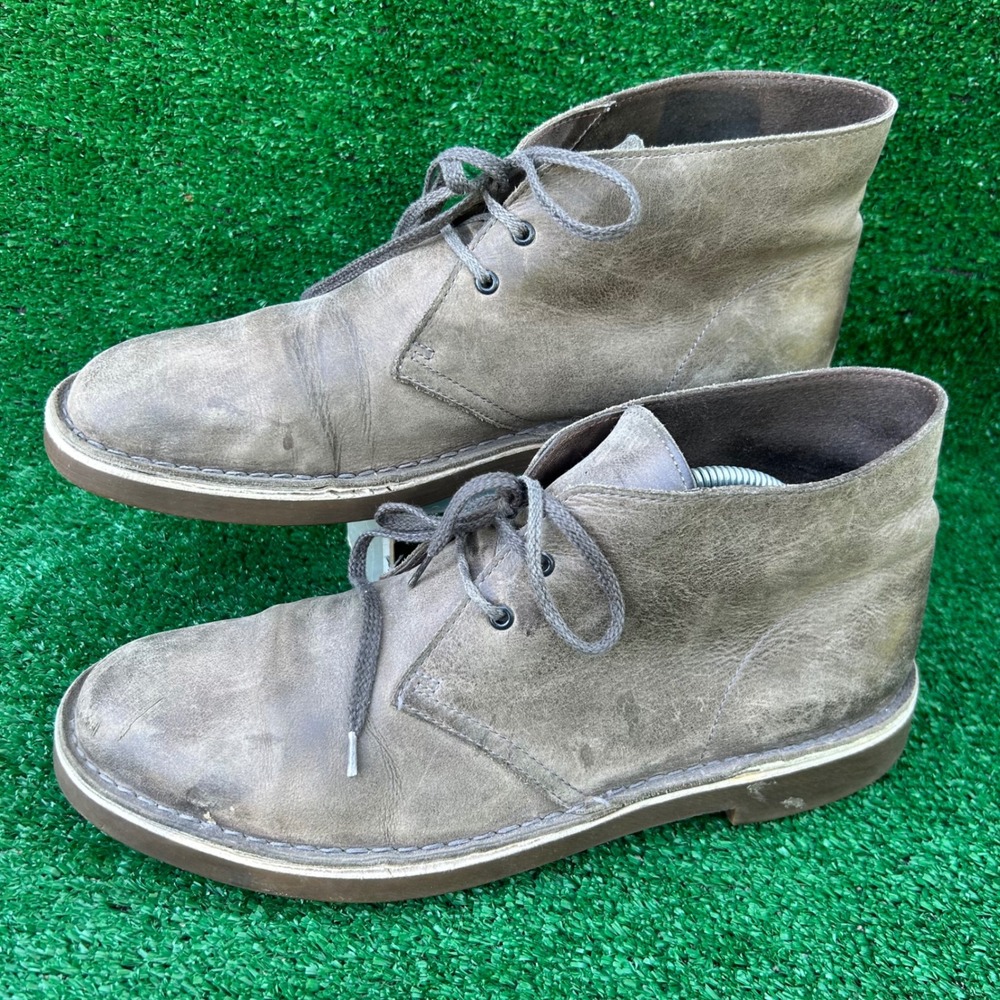 Clarks Bushacre 2 Grey‎ Leather Chukka Desert Boots Mens 10.5 26113064